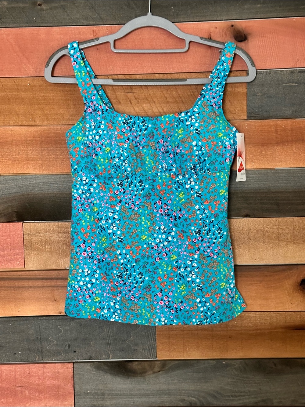 Lands' End Turquoise Floral Tank Top